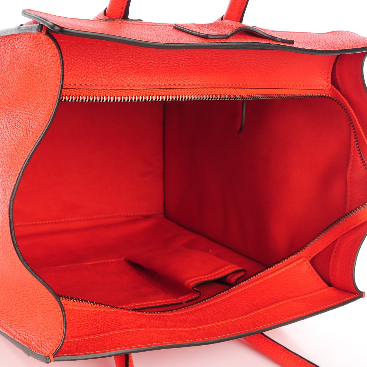 Celine Drummed Calfskin Mini Luggage Vermillion 5 of 7
