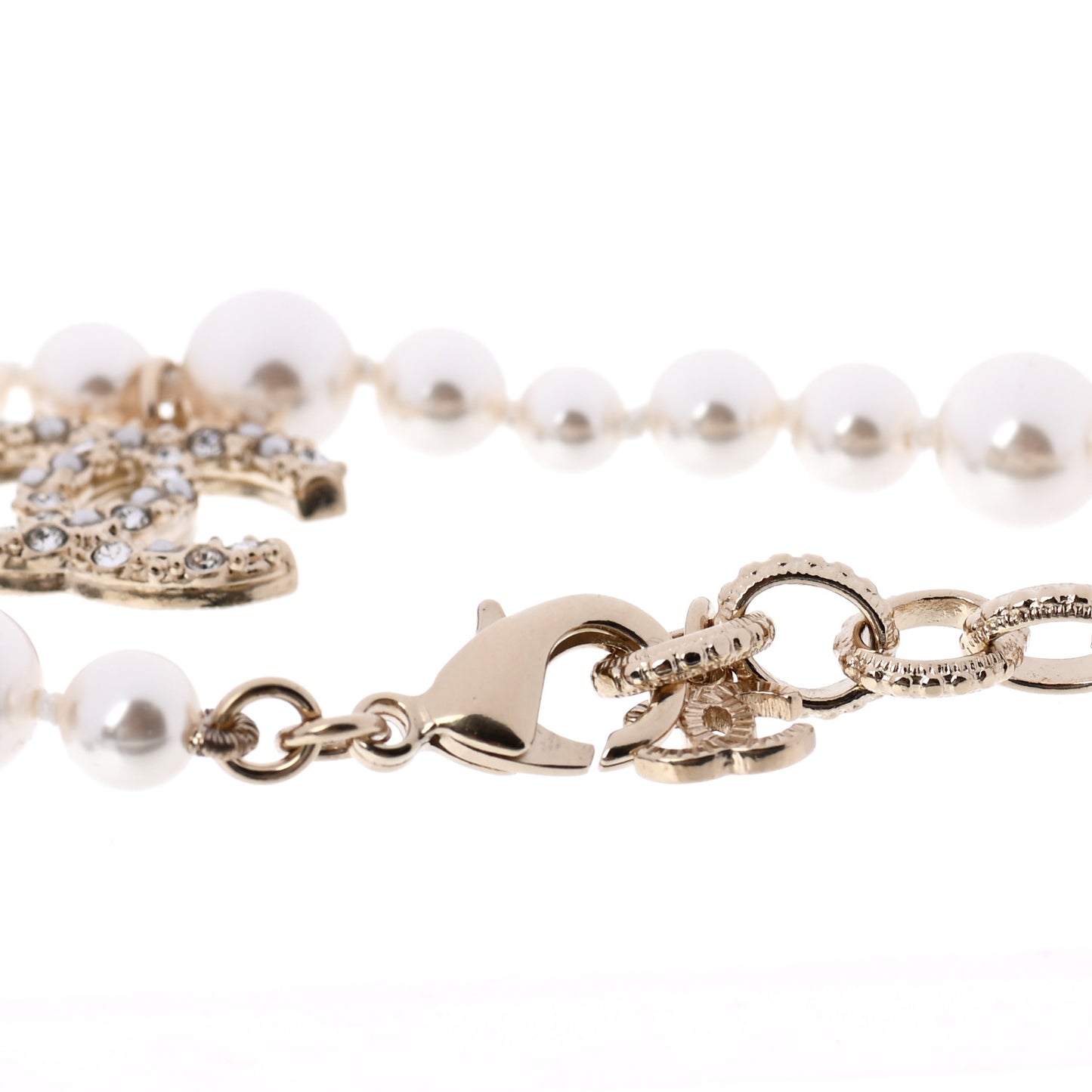 Pearl Crystal CC Bracelet Gold