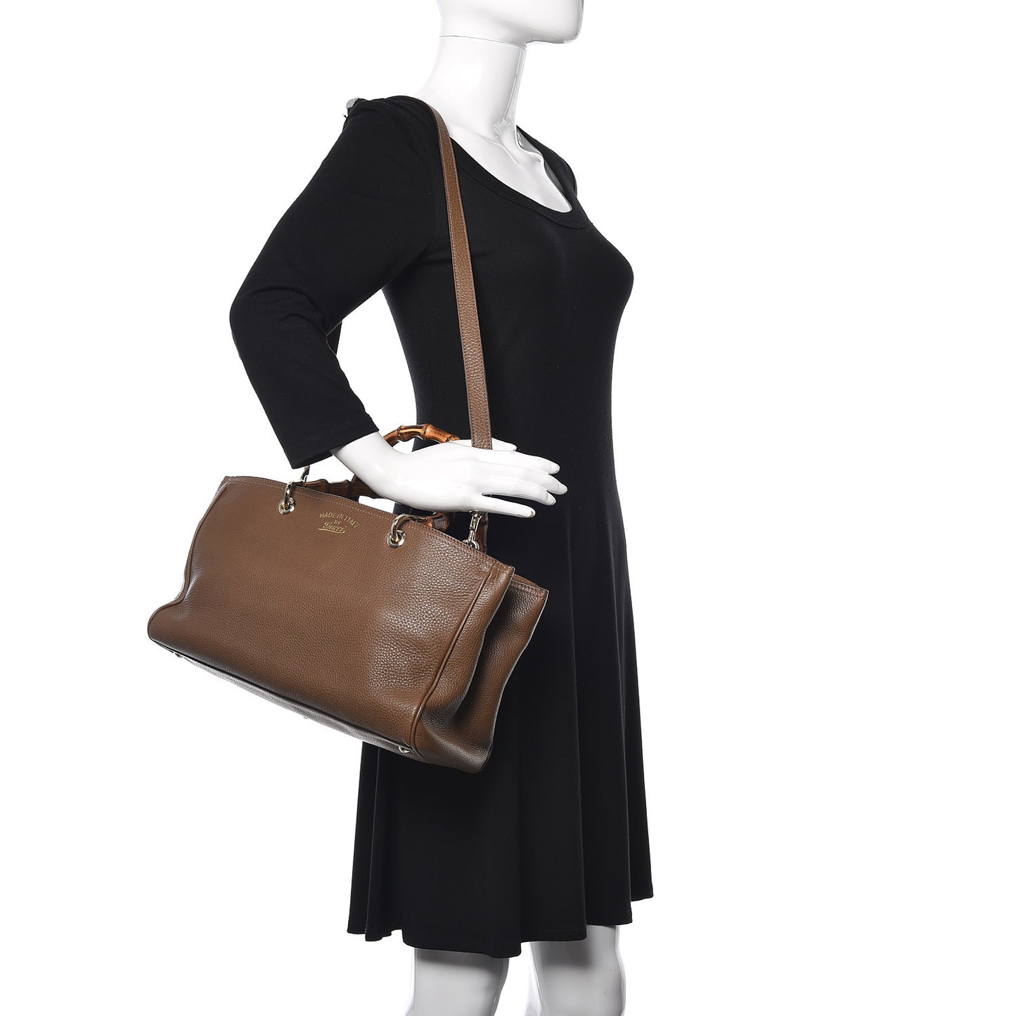 Pebbled Calfskin Medium Bamboo Shopper Tote Acero
