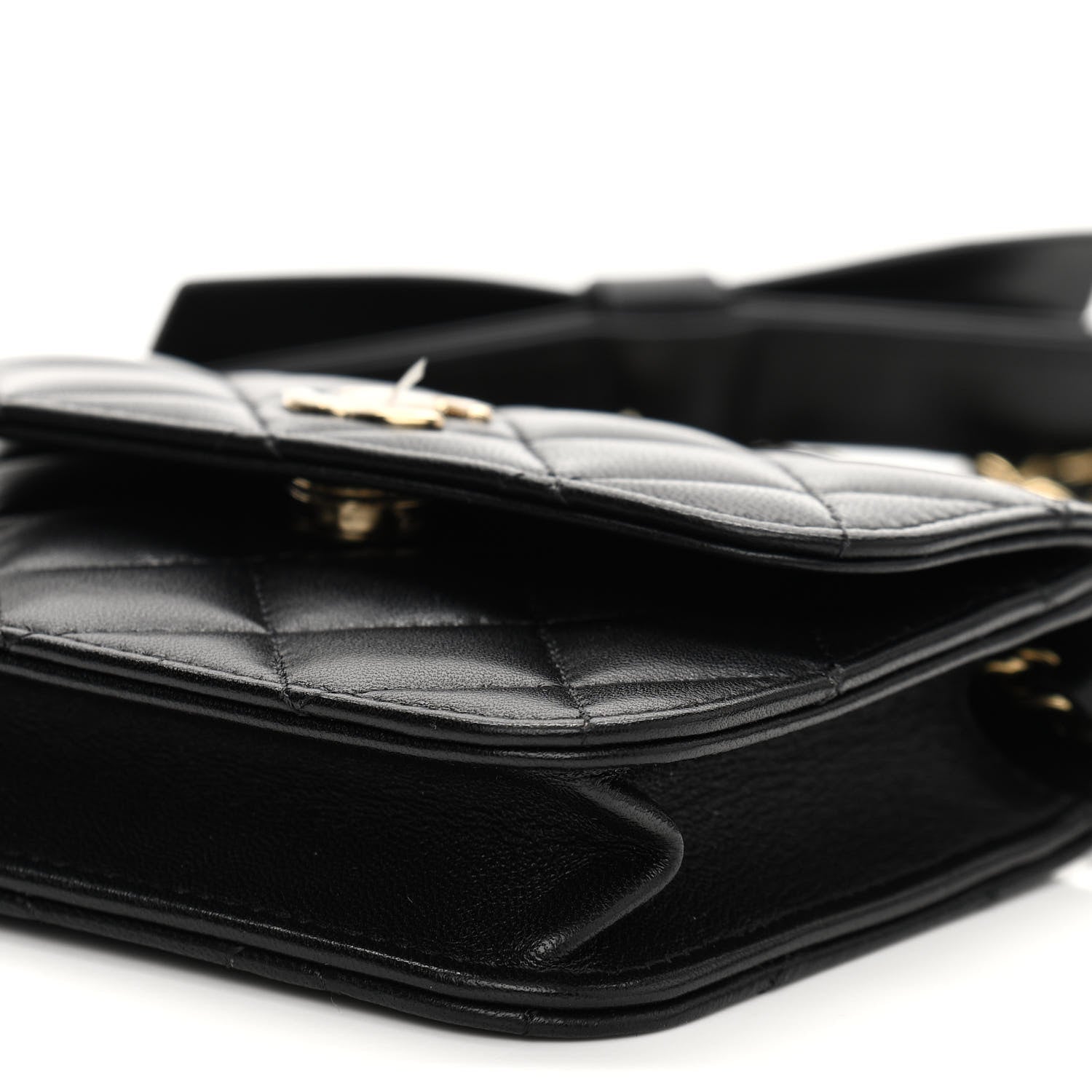 Chanel Lambskin Quilted Mini Coco Bow Clutch With Chain Black 11 of 13
