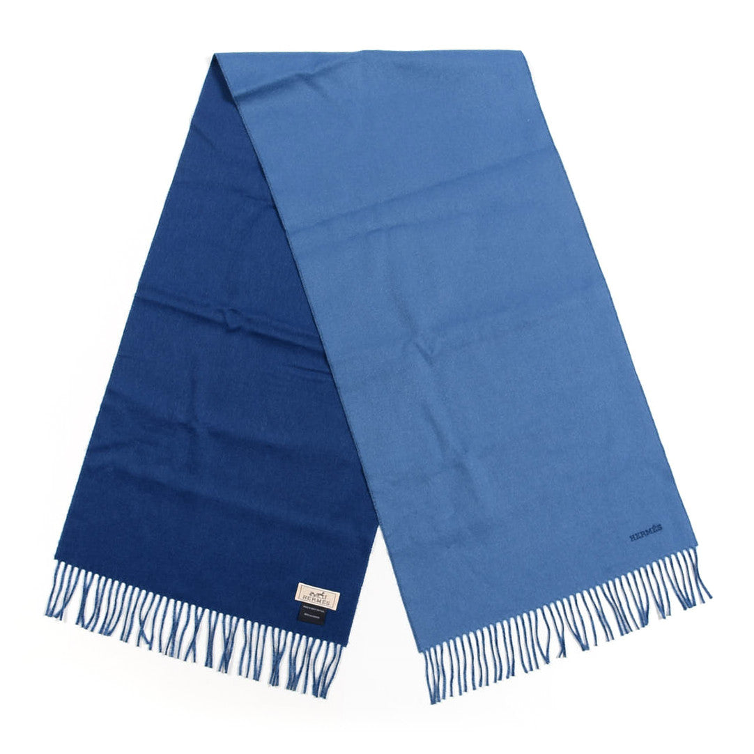 Cashmere Recto Verso Muffler Bleu Horizon Blue Indigo