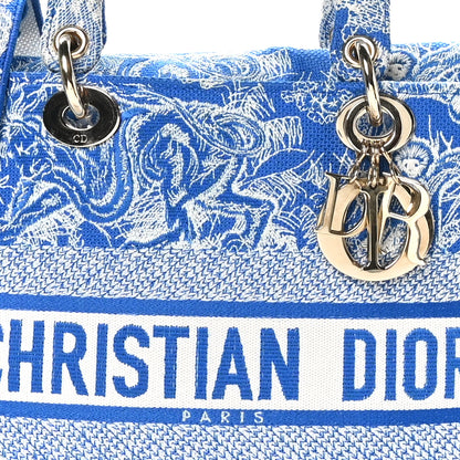 Christian Dior Toile de Jouy Embroidered Large Lady D-Lite Fluorescent Blue 8 of 11