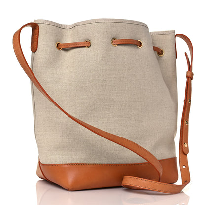 Mansur Gavriel Canvas Calfskin Bucket Bag Creme Cammello 2 of 14
