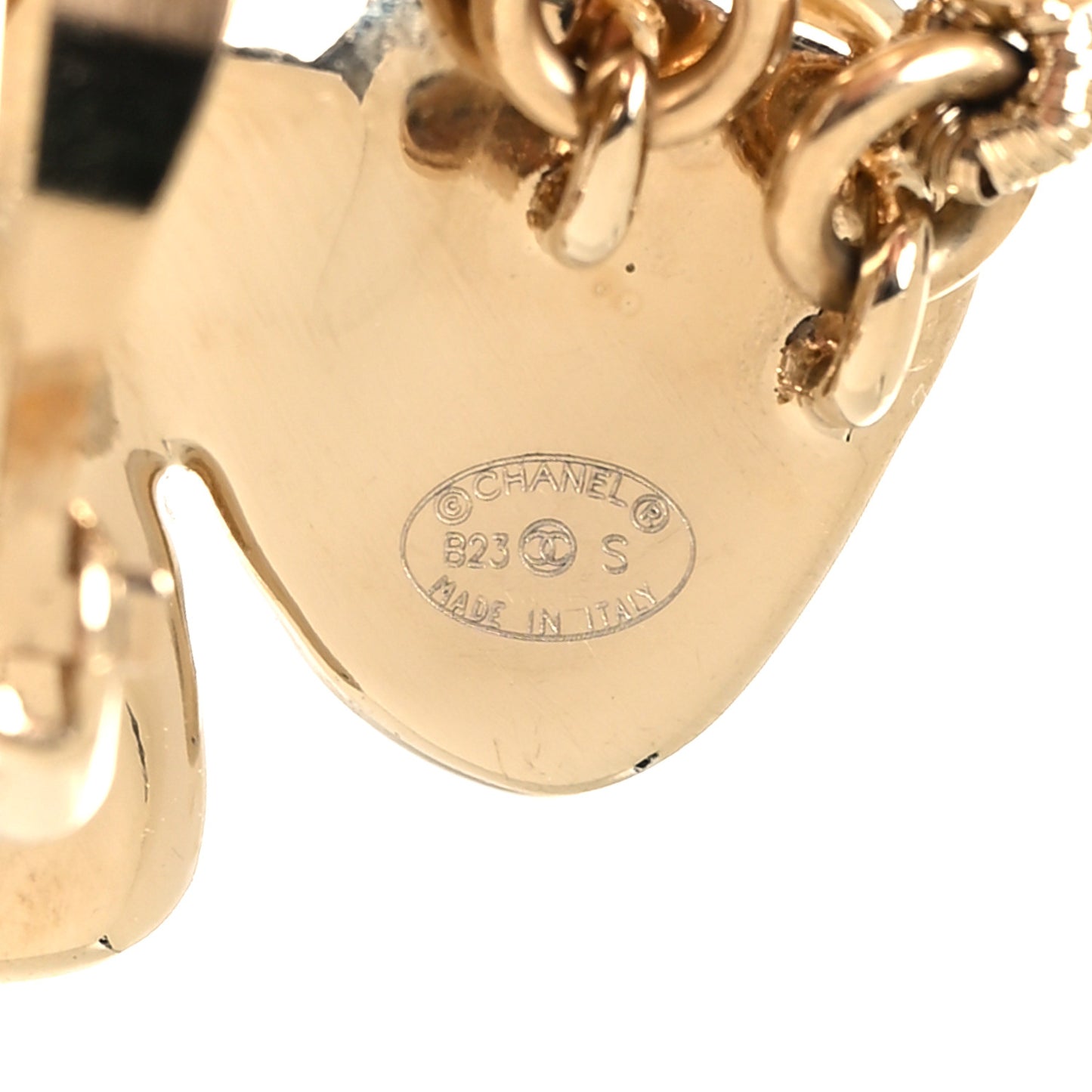 Pearl Crystal CC Camellia Clip On Earrings Gold