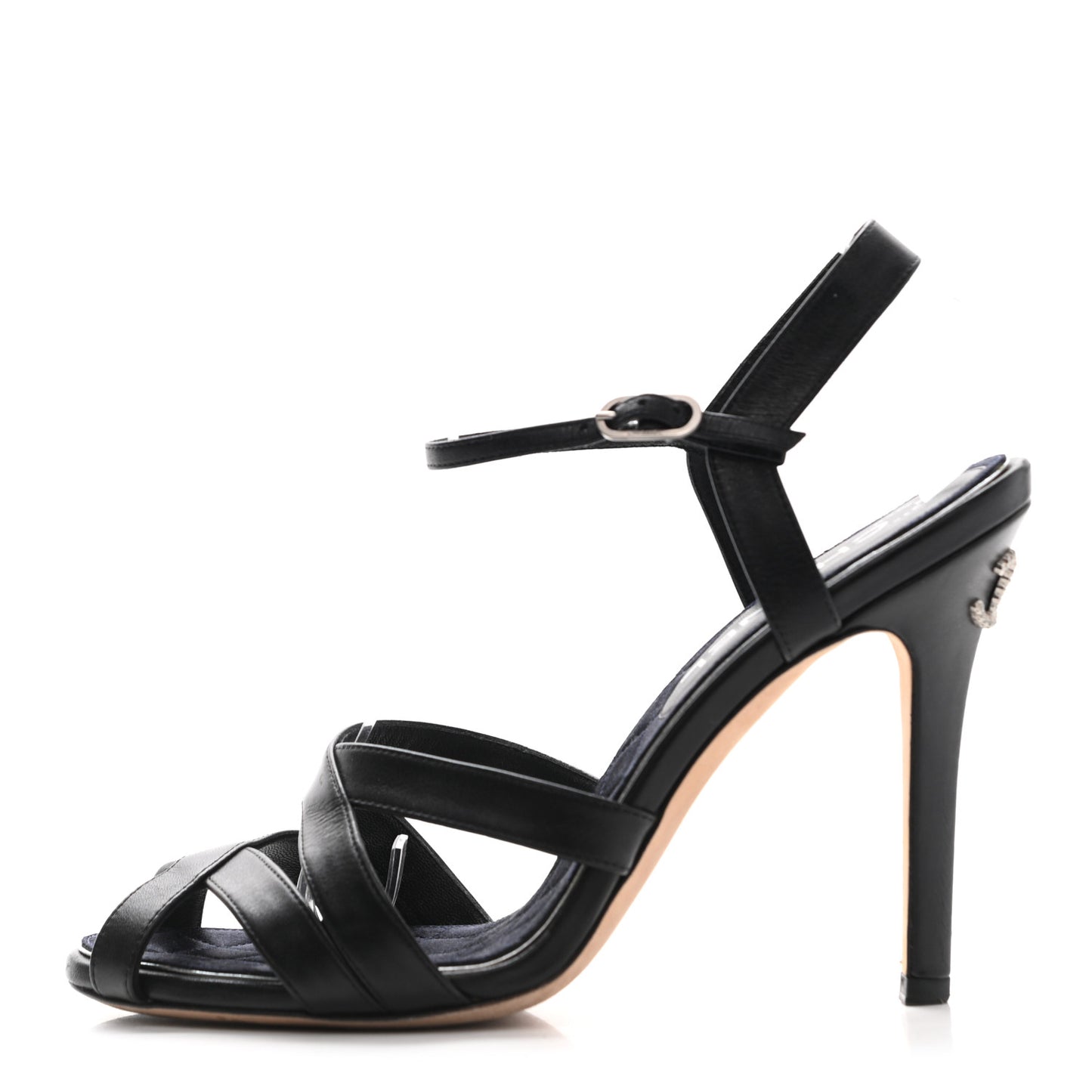 Lambskin CC Moonlight Strappy Sandals 39.5 Black