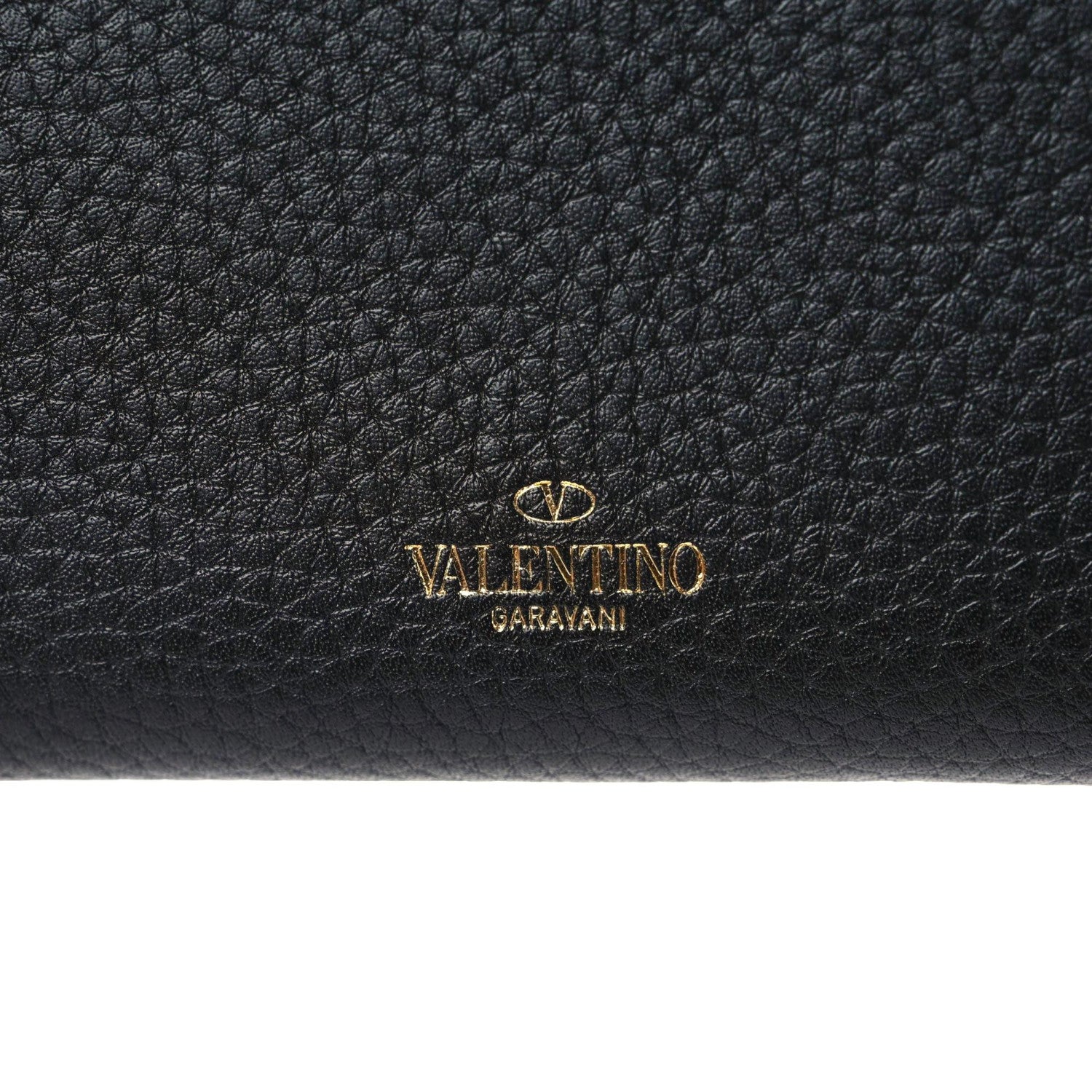 Valentino Garavani Pebbled Calfskin Rockstud Zip Around Wallet Black 7 of 10