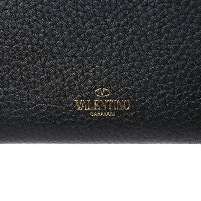 Valentino Garavani Pebbled Calfskin Rockstud Zip Around Wallet Black 7 of 10