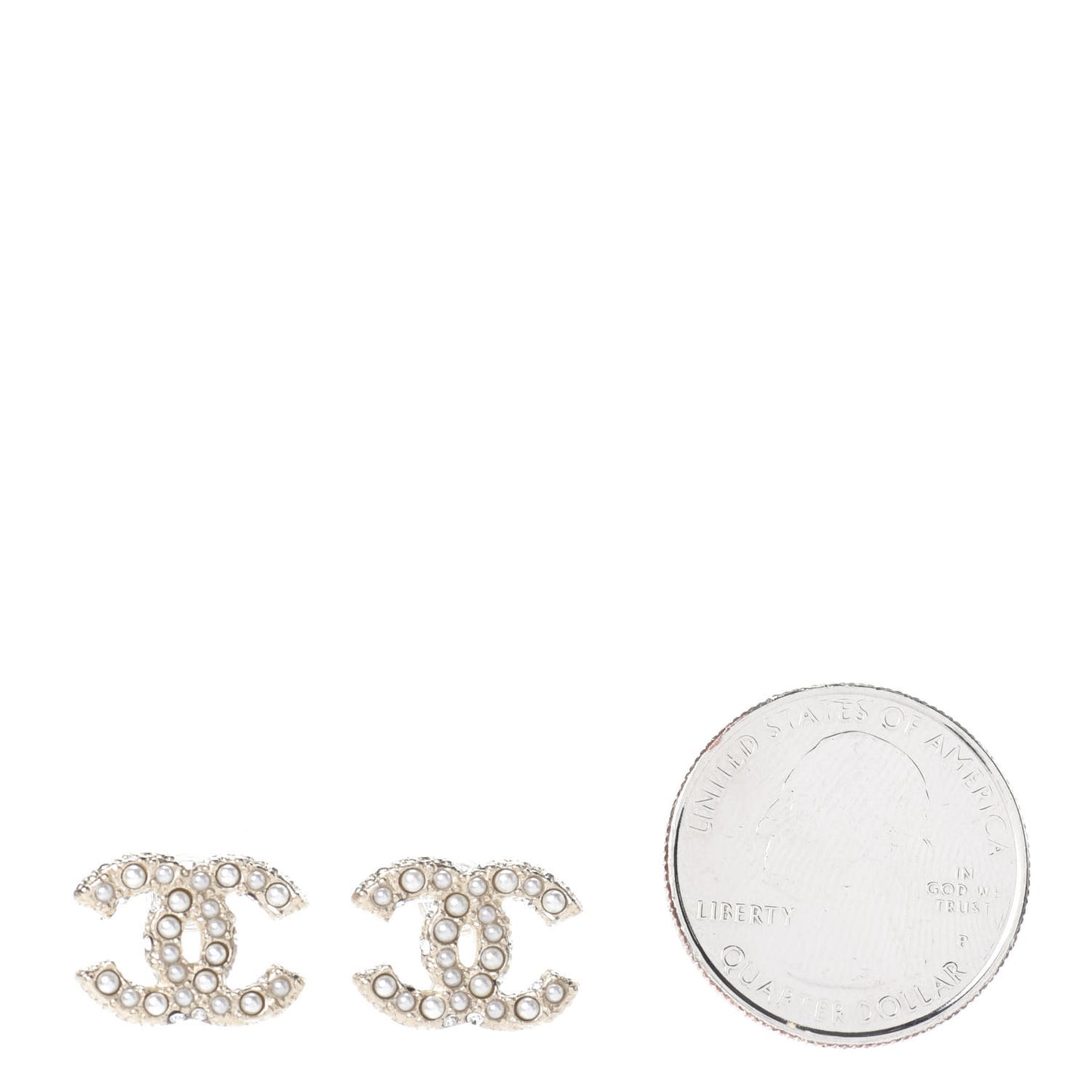 Pearl Crystal CC Earrings Gold