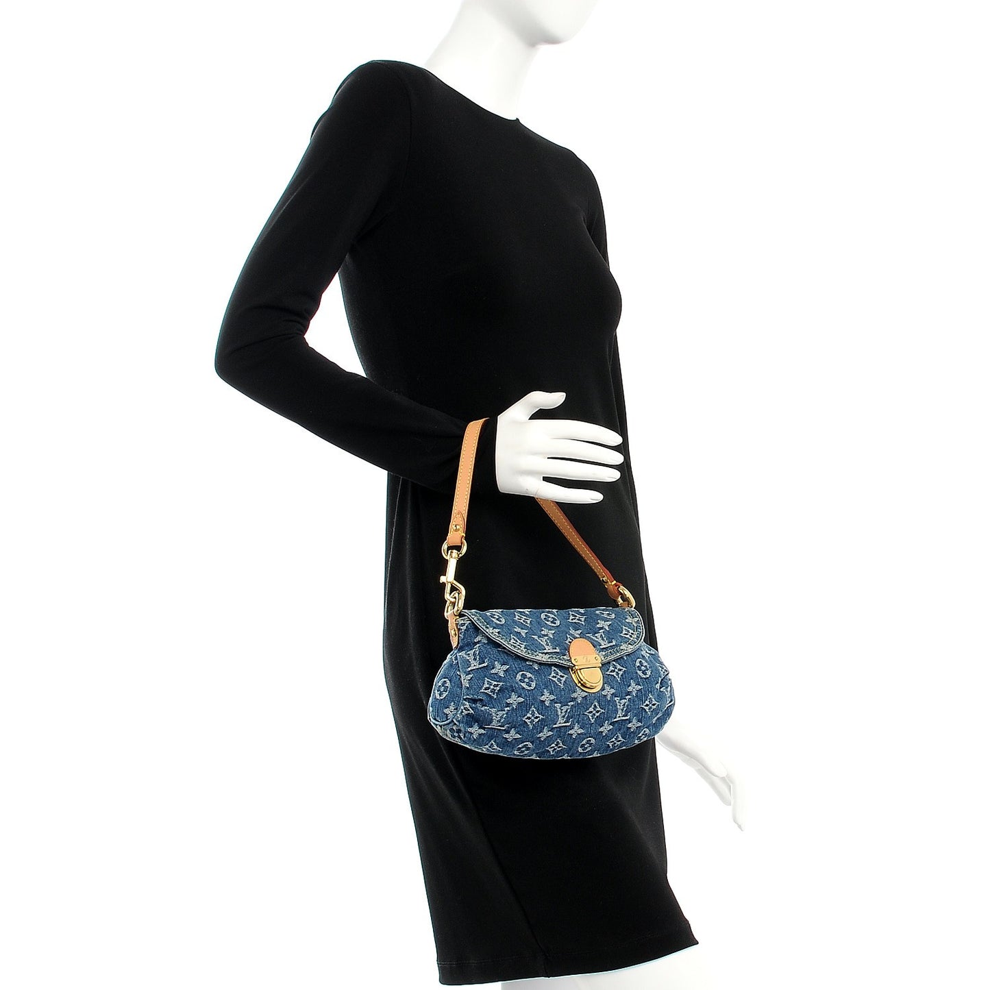Monogram Denim Mini Pleaty Blue