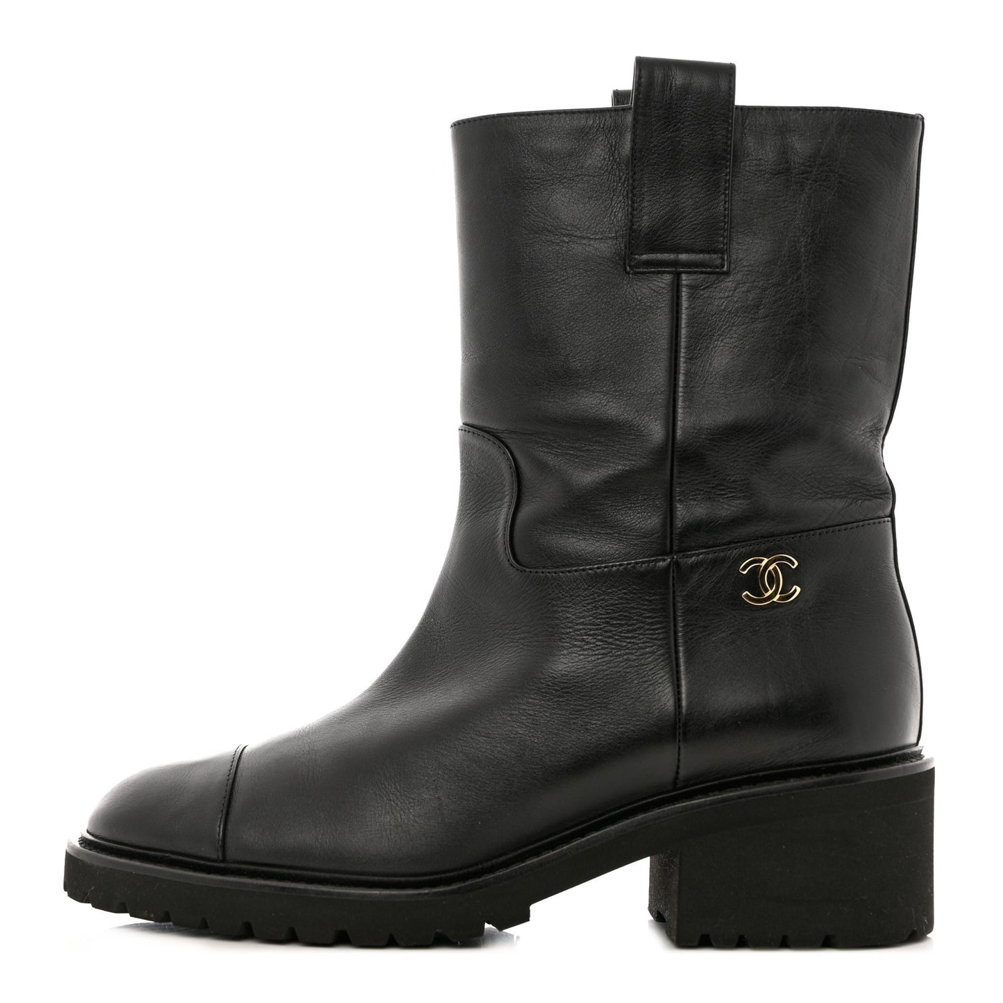 Calfskin CC Ankle Boots 38.5 Black