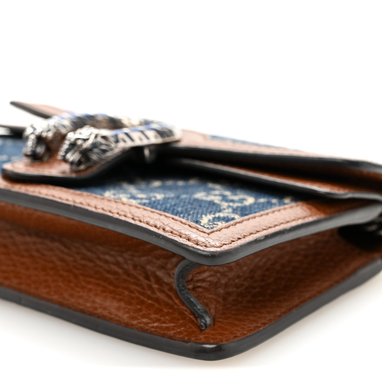 New Denim GG Monogram Dollar Calfskin Enamel Super Mini Dionysus Shoulder Bag Blue Tea Cuir Epilog Electric Blue