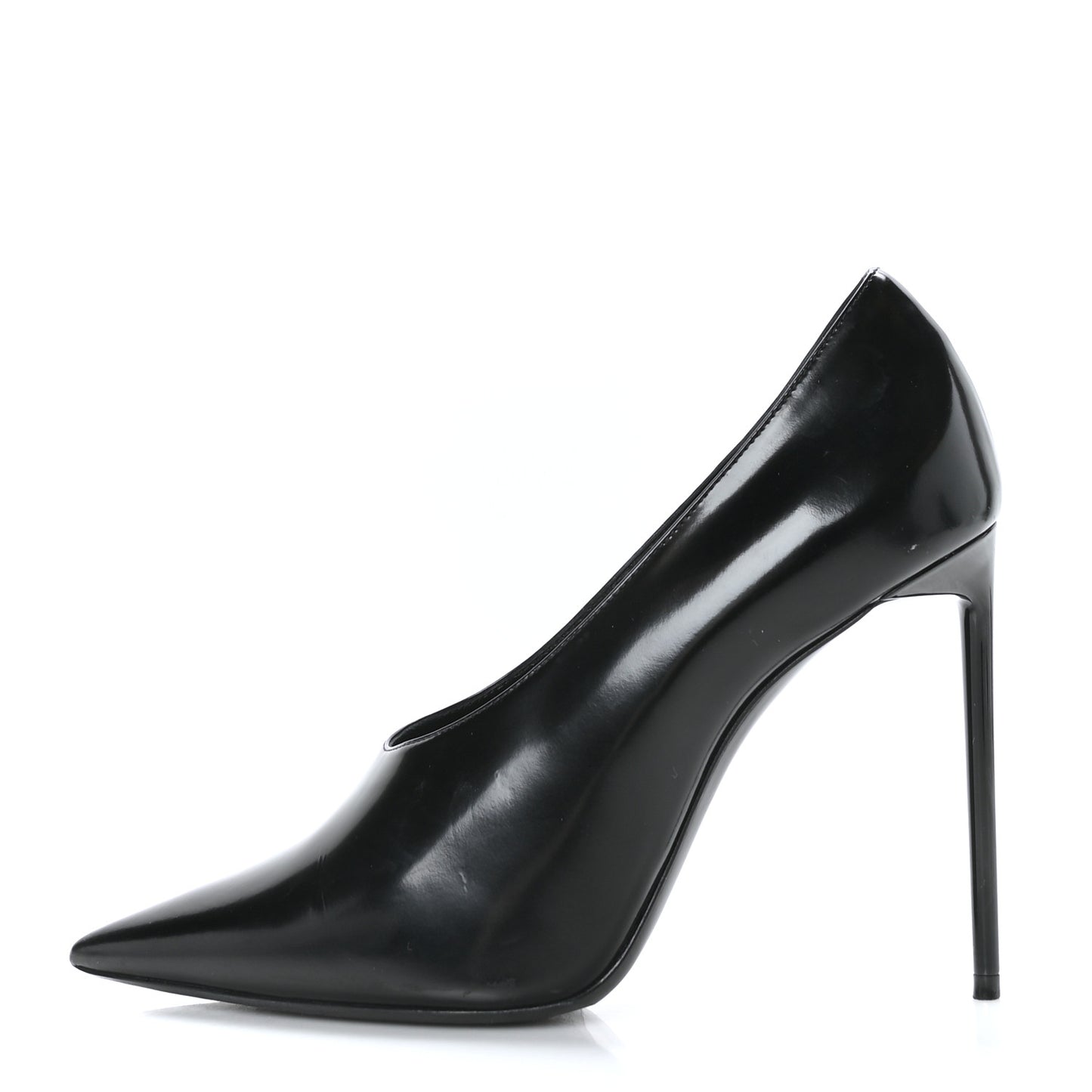 Patent Calfskin Teddy High Vamp 105 Pumps 38 Black