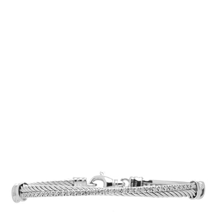 David Yurman Sterling Silver Diamond 3mm Crossover Bracelet 1 of 4
