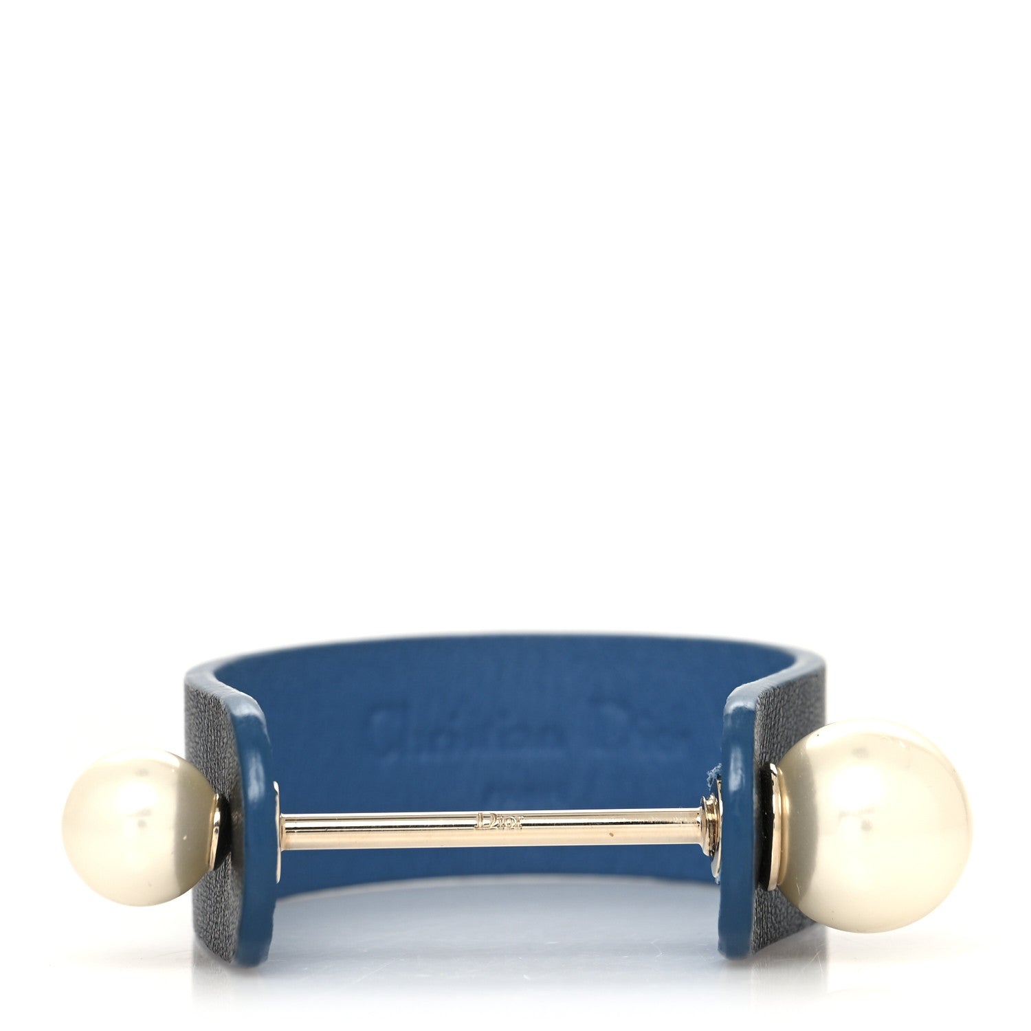 Christian Dior Calfskin Pearl Bracelet M Black Blue 1 of 5