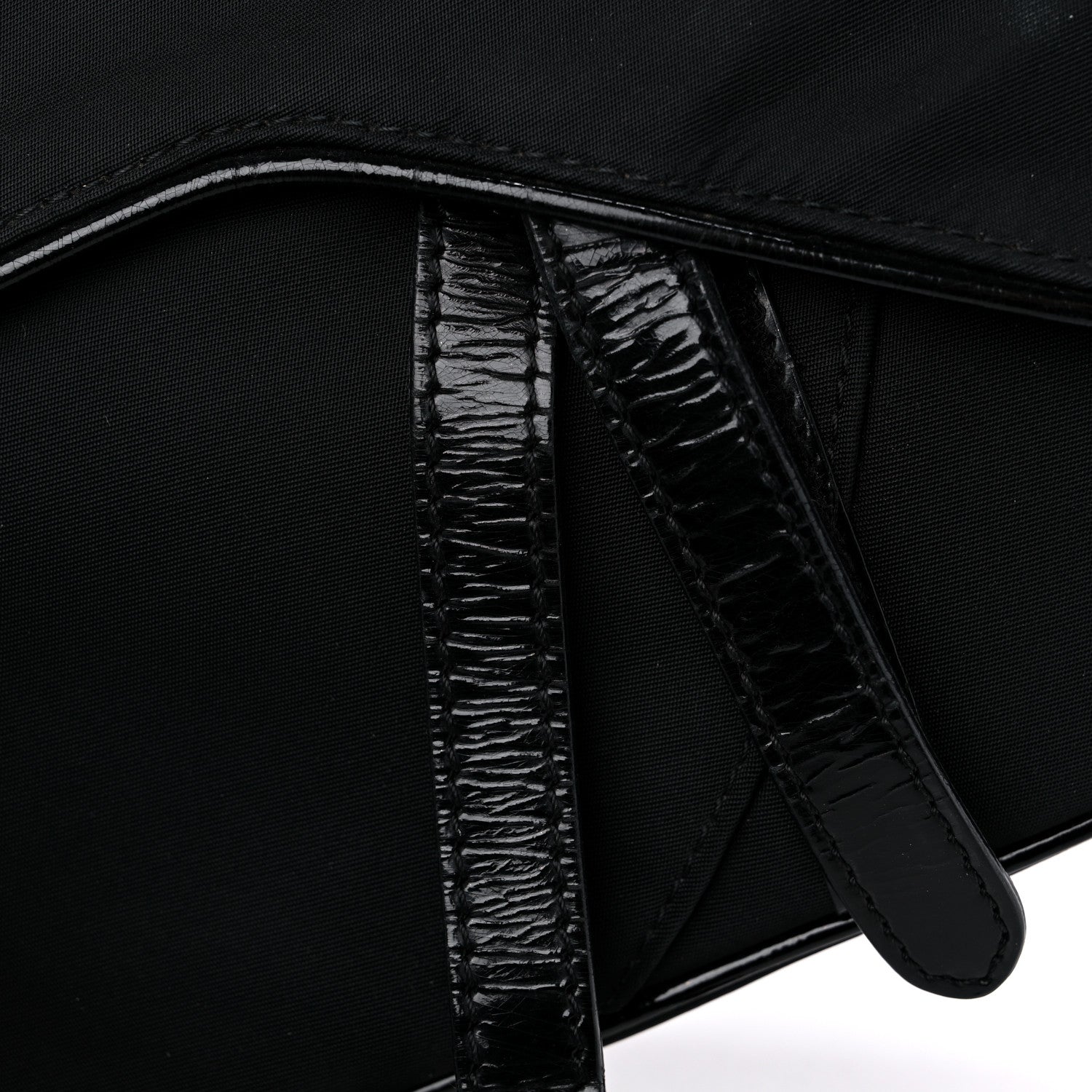 Christian Dior Canvas Patent Calfskin Saddle Bag Black 13 of 13