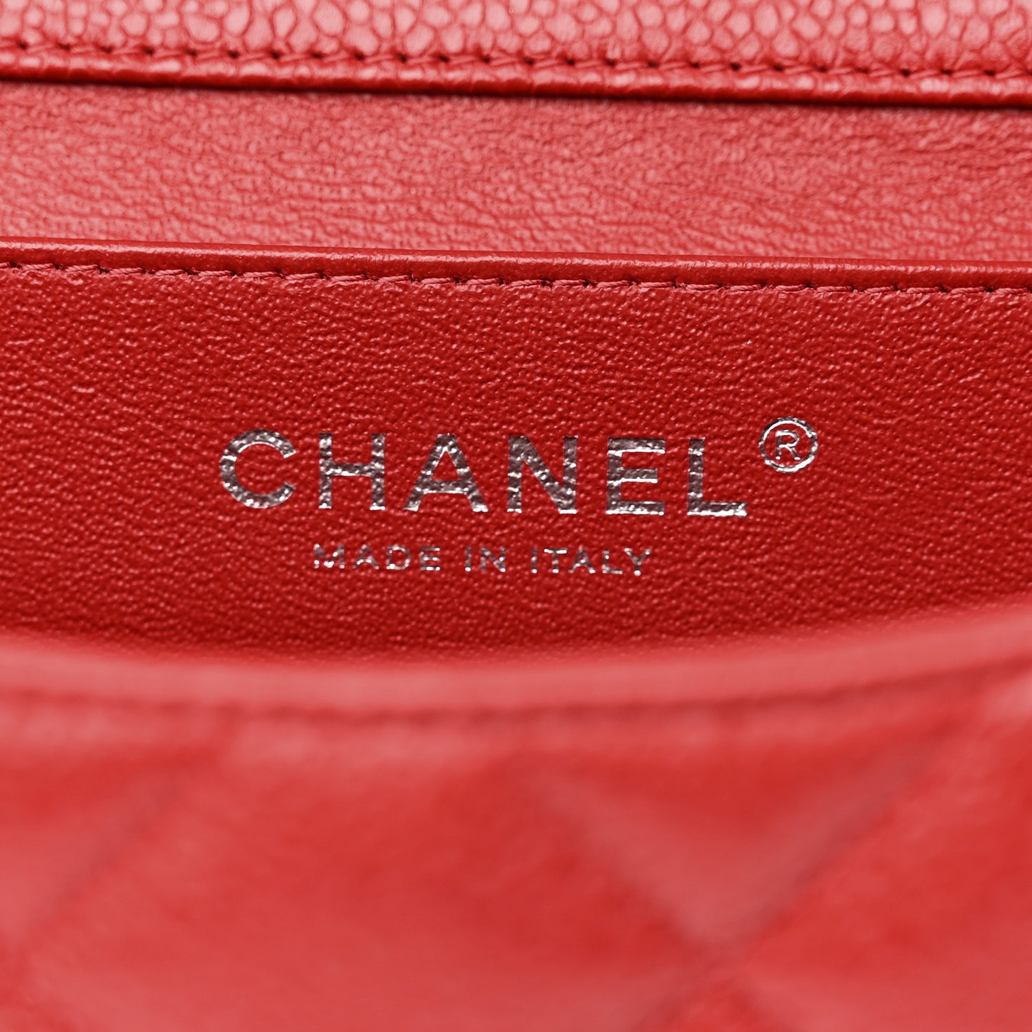 Caviar Quilted Clutch With Chain Flap Red