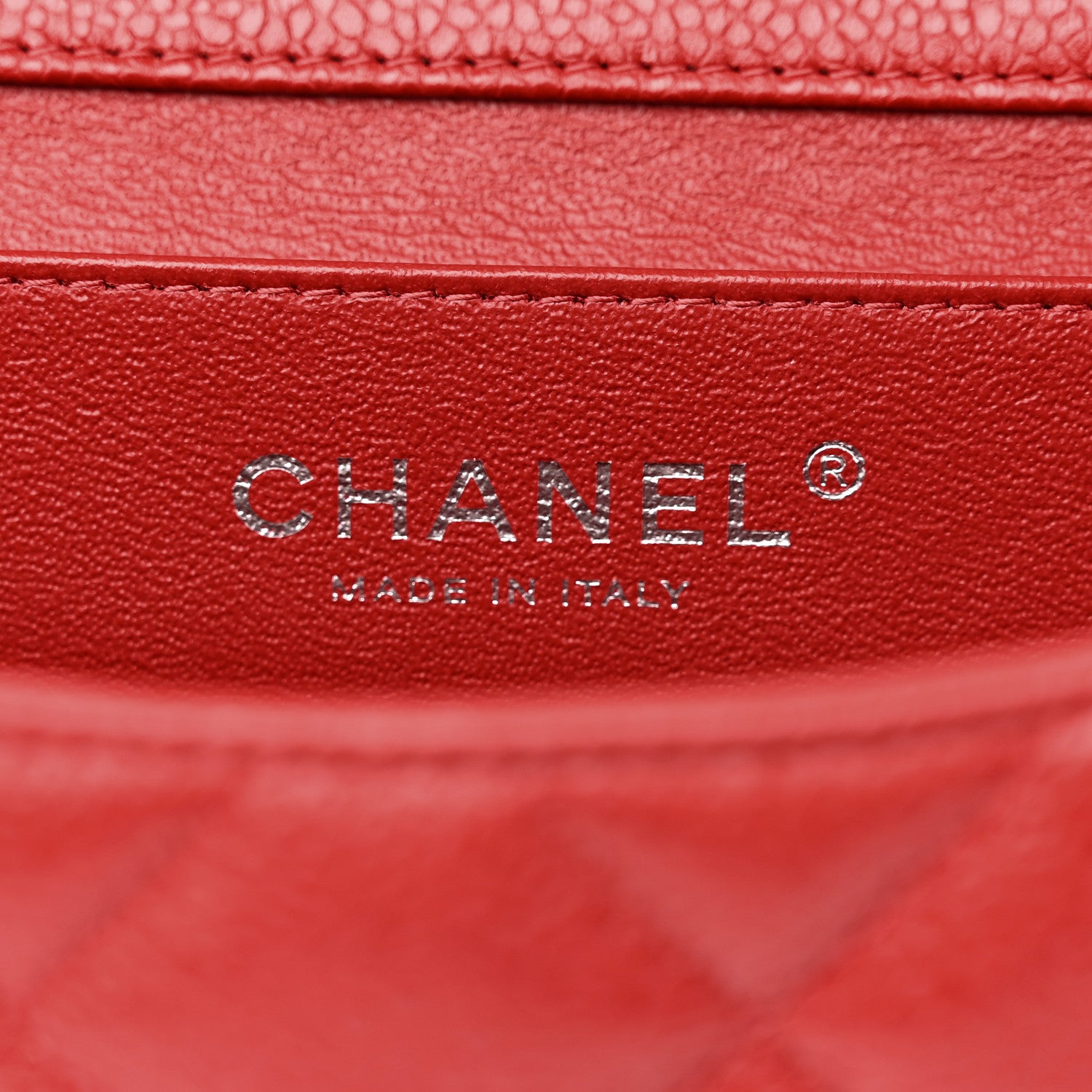Chanel Caviar Quilted Clutch With Chain Flap Red 7 of 7