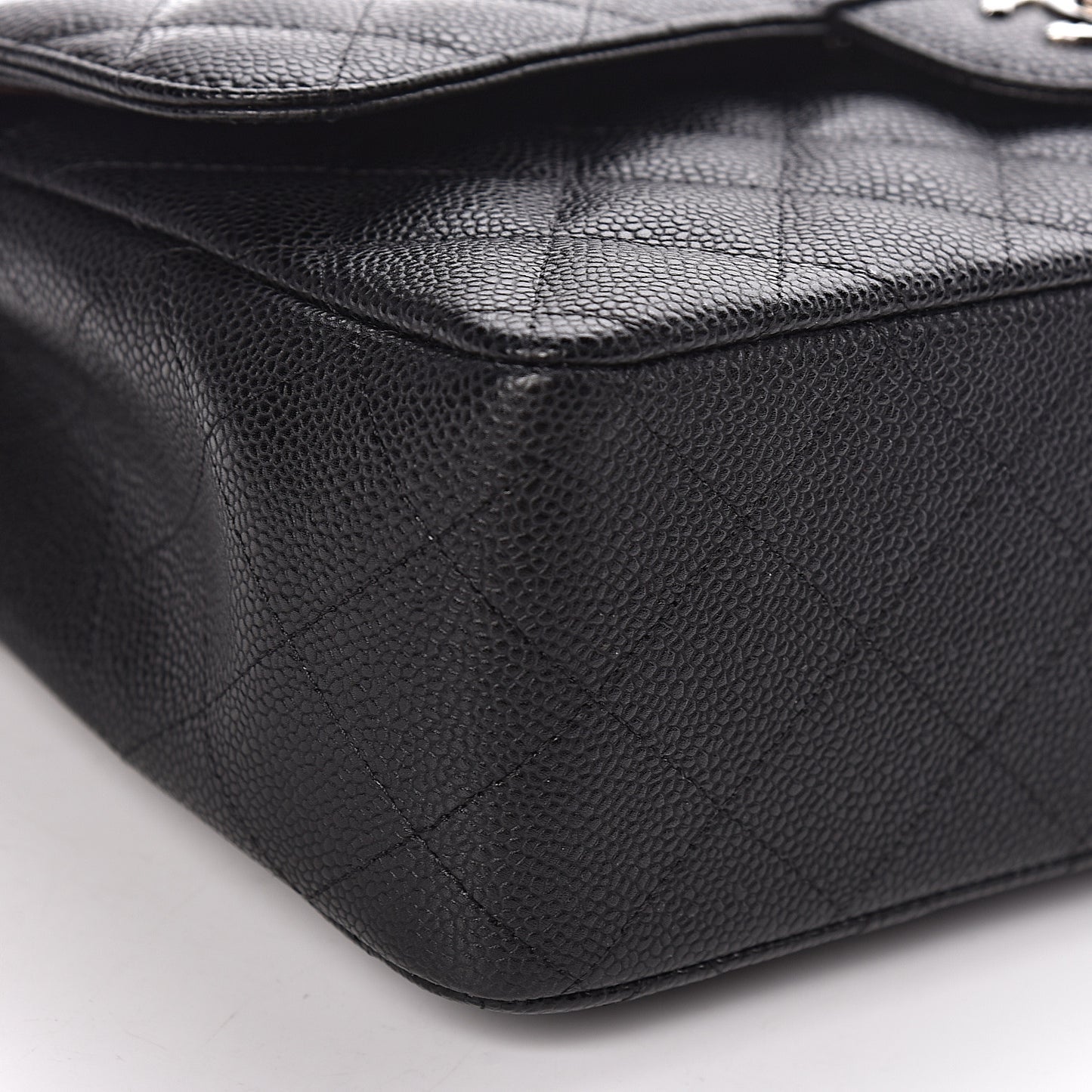 Caviar Quilted Jumbo Double Flap Black