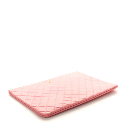 Chanel Lambskin Quilted Large Cosmetic Case Pink 4 of 8