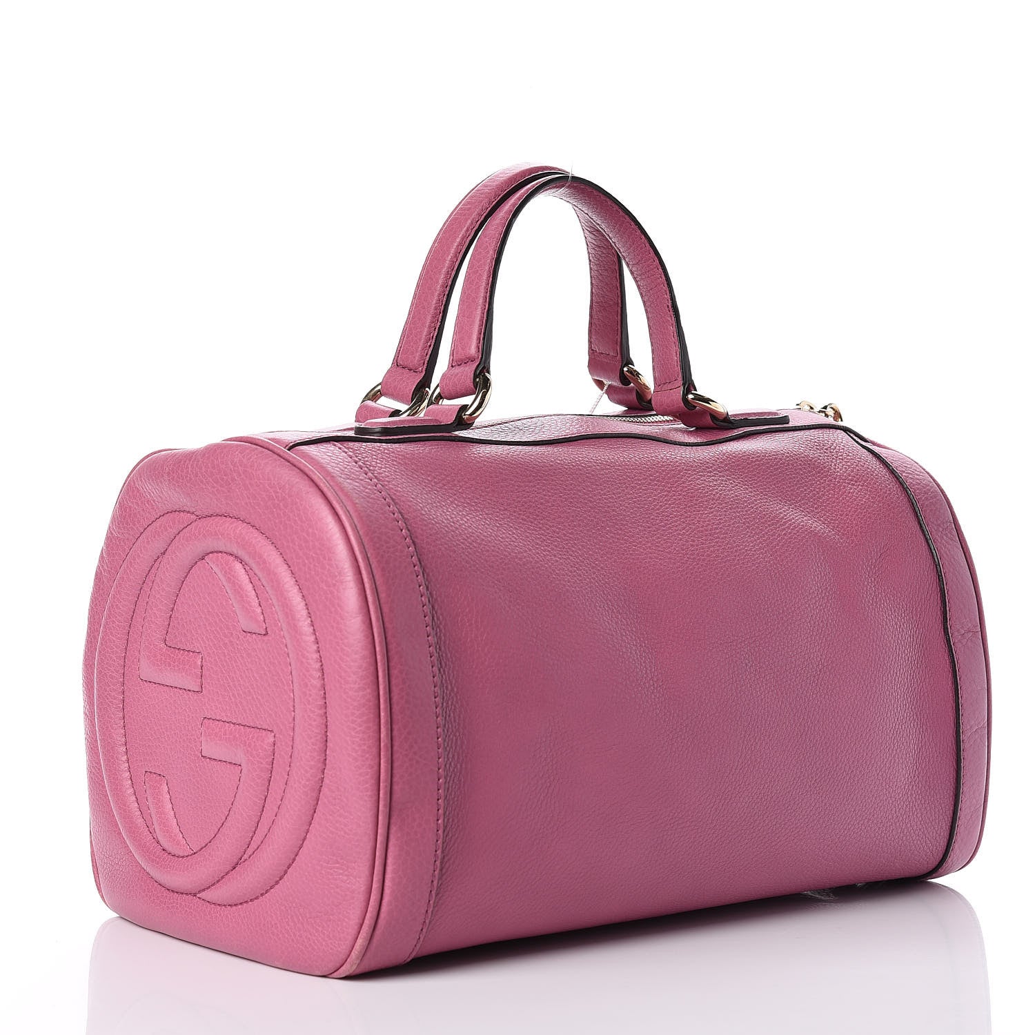 Gucci Pebbled Calfskin Medium Soho Boston Fresia Rose 3 of 13