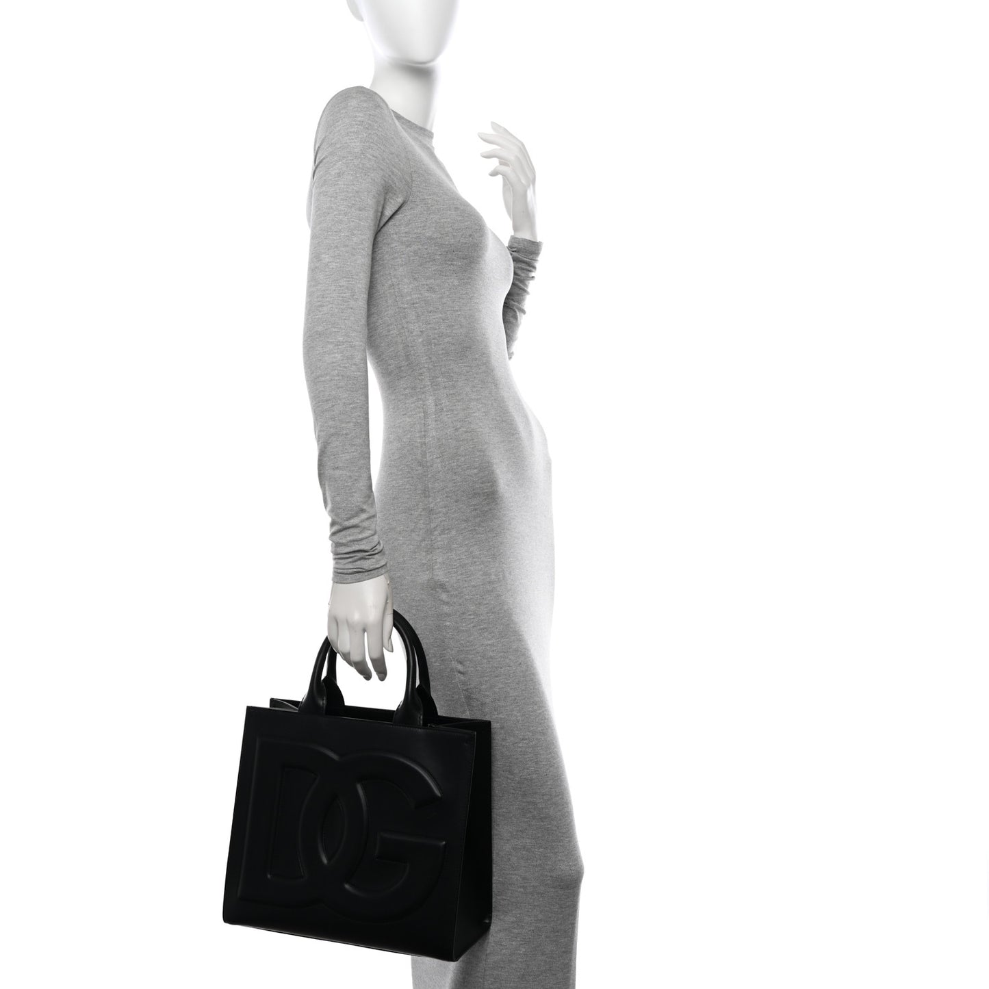 Calfskin Small DG Daily Shopper Tote Black