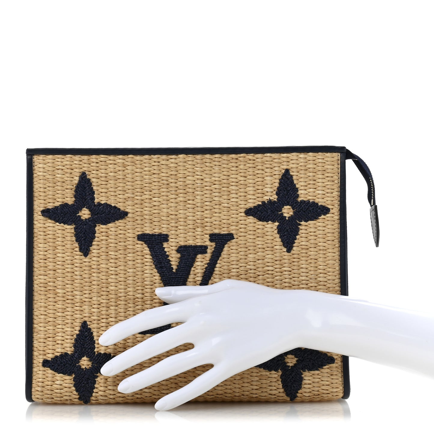 Raffia Calfskin Monogram Giant Toiletry Pouch 26 Blue