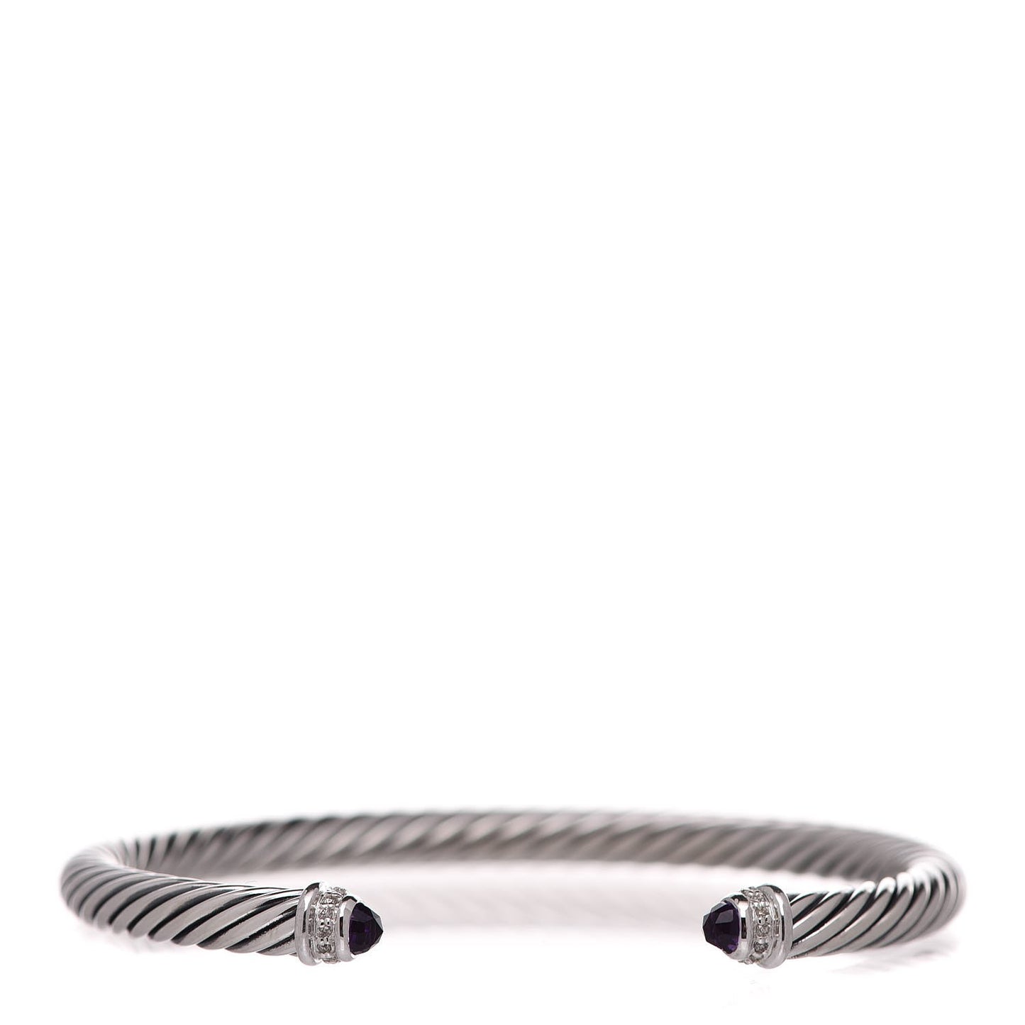 Sterling Silver Diamond Amethyst 5mm Cable Classics Bracelet