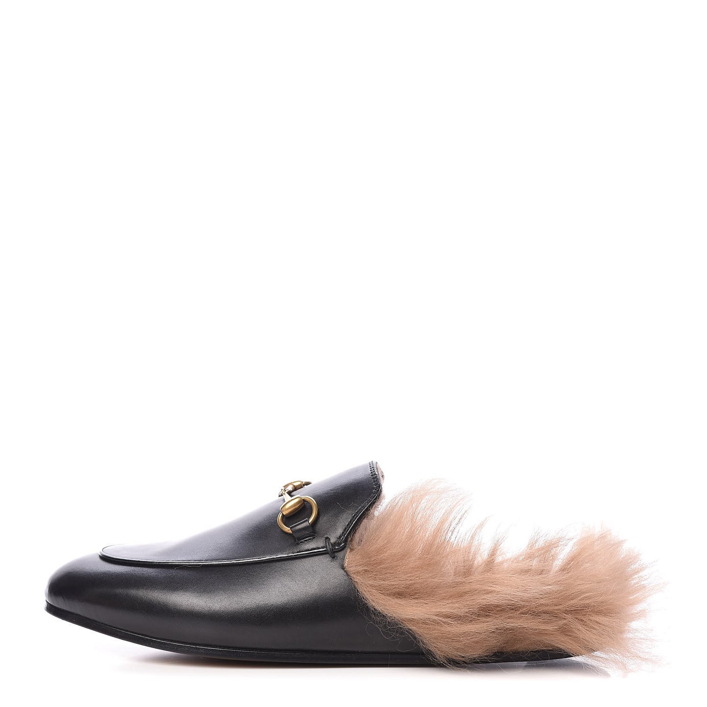 Calfskin Fur Womens Princetown Slippers 37.5 Black