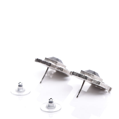 Chanel Baguette Crystal CC Earrings Silver Black 3 of 6