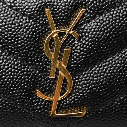 Saint Laurent Grain De Poudre Matelasse Chevron Monogram Credit Card Case Black 10 of 12