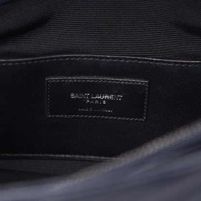 Saint Laurent Sheepskin Matelasse Chevron Monogram Large College Satchel Navy Blue 7 of 12