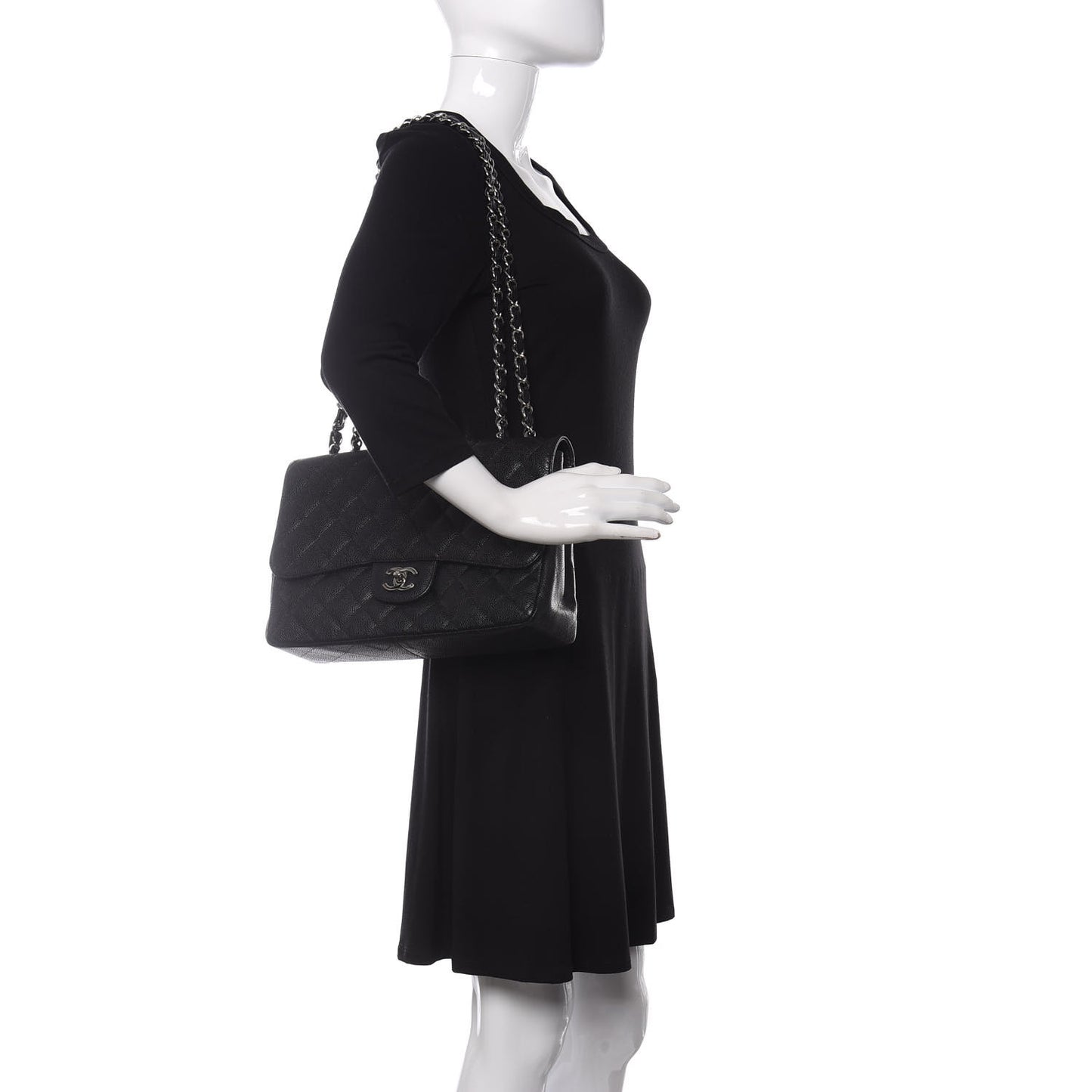 Caviar Quilted Jumbo Single Flap Black