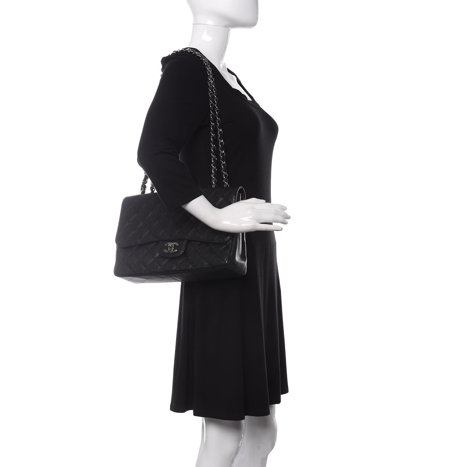 Chanel Caviar Quilted Jumbo Single Flap Black 2 of 11
