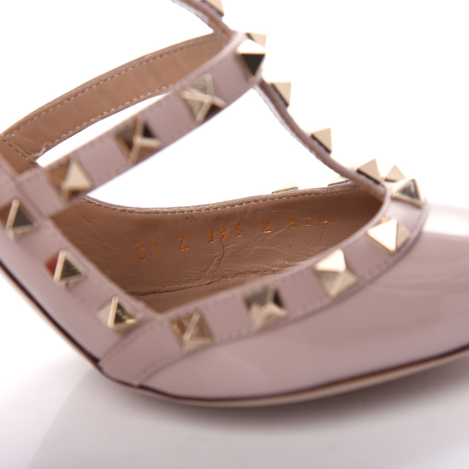 Valentino Garavani Patent Rockstud Ankle Strap Pumps 37.5 Poudre 10 of 11
