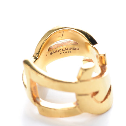 Saint Laurent Brass Monogram Cassandre Ring 7.5 Gold 5 of 5