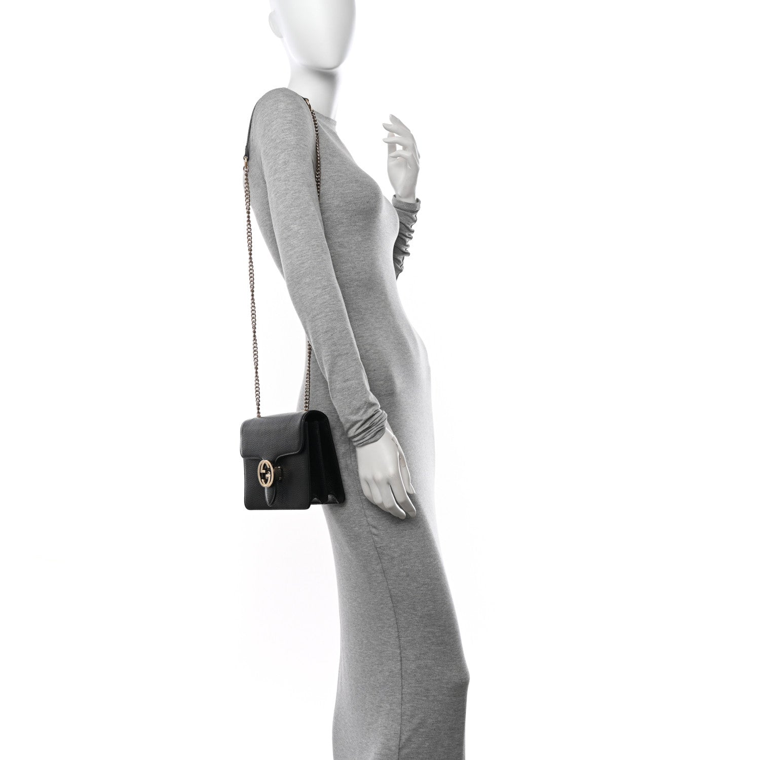 Gucci Dollar Calfskin Small Interlocking G Shoulder Bag Black 2 of 11