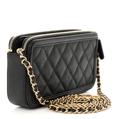 Chanel Caviar Quilted CC Filigree Clutch With Chain Black 3 of 14