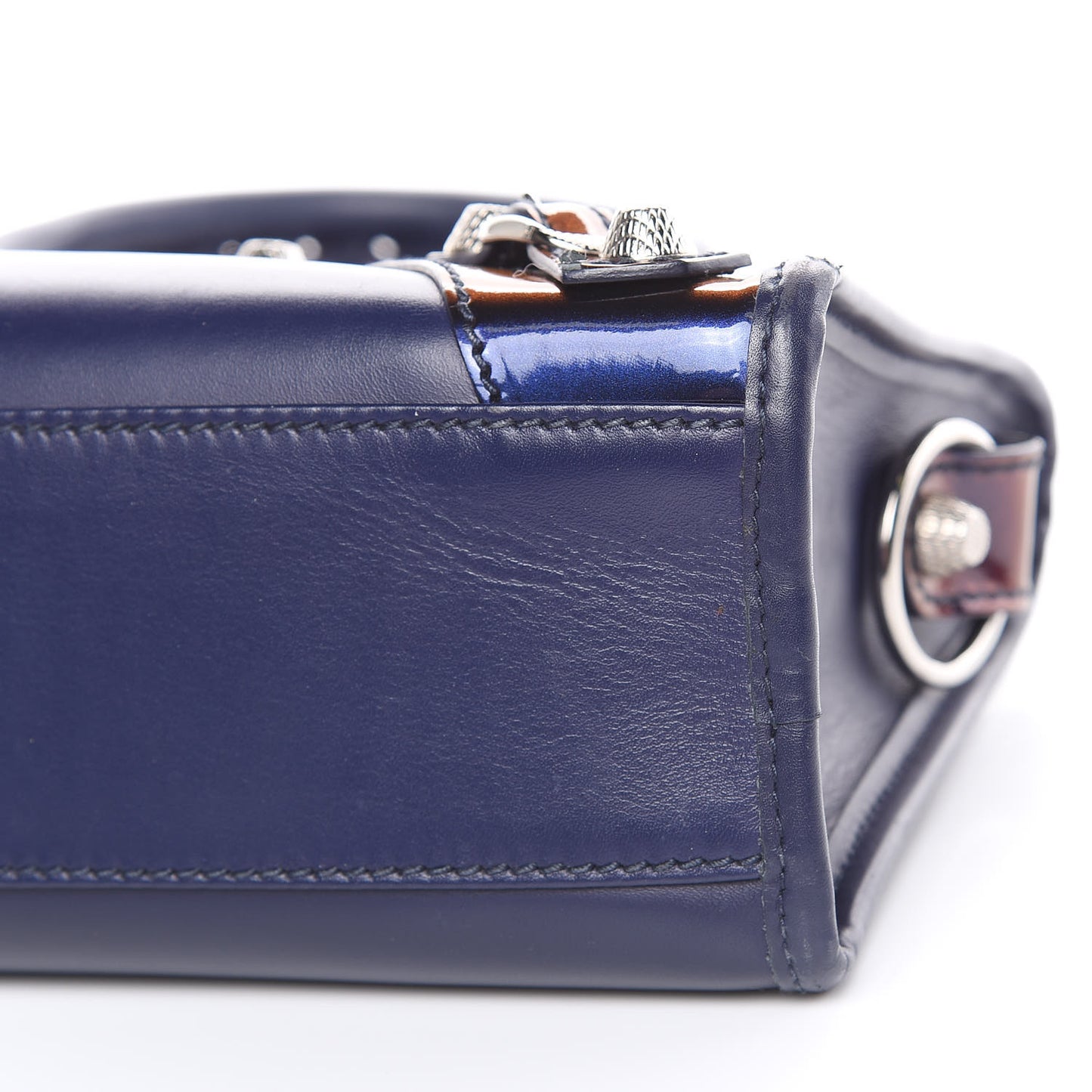 Smooth Calfskin Metallic Patent Giant 12 Silver Hardware Mini City Ultraviolet