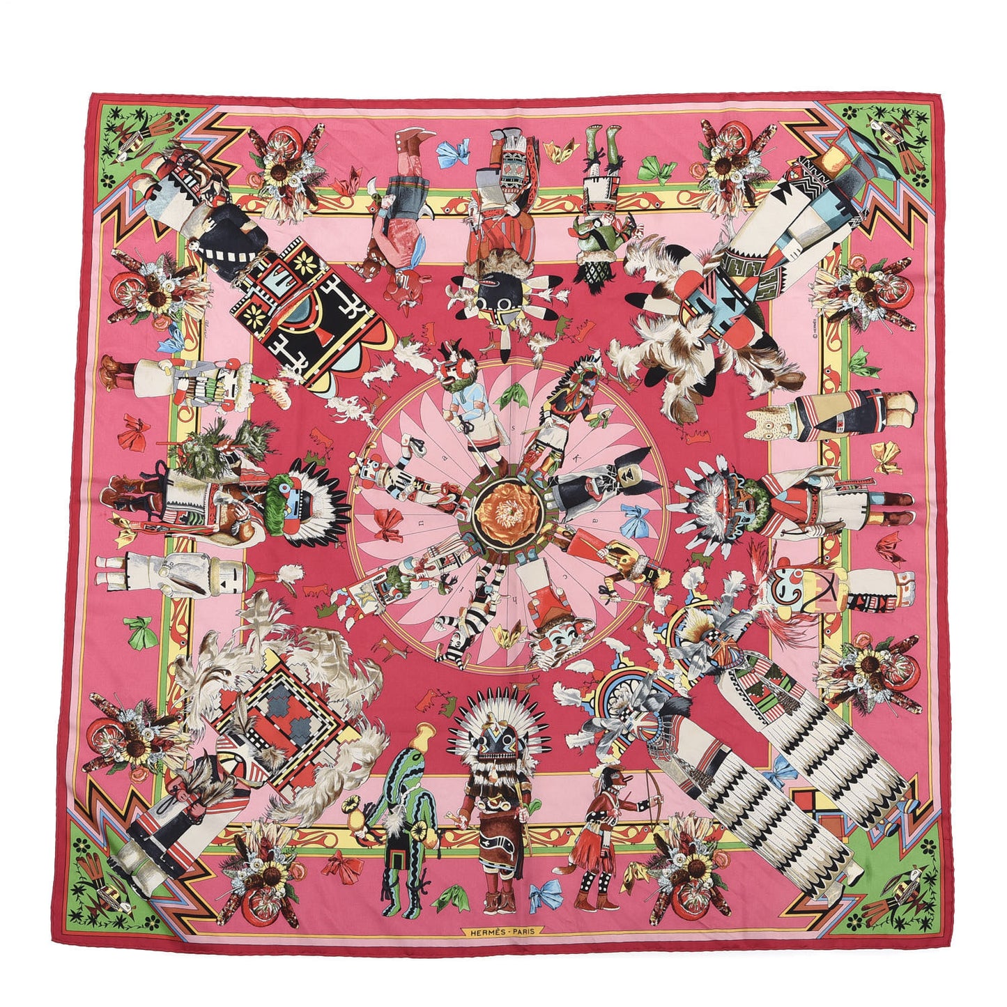Silk Kachinas Wash Scarf 90 Rose Bleu Corail
