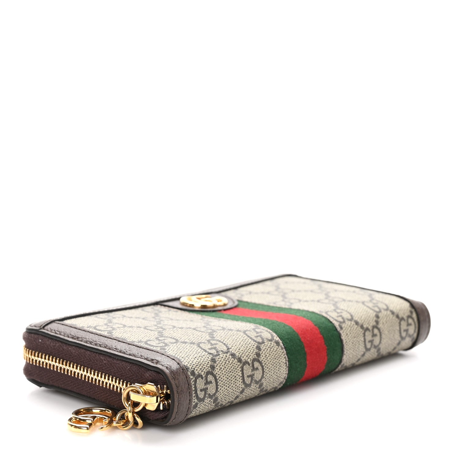 Gucci GG Supreme Monogram Web Ophidia Zip Around Wallet Brown 4 of 11