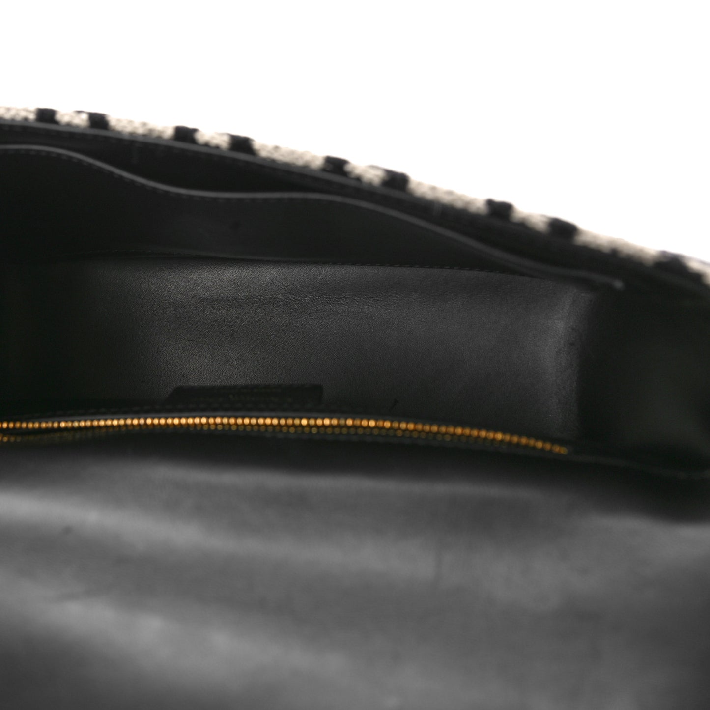 Technical Canvas Macro Houndstooth Medium Caro Bag Black White