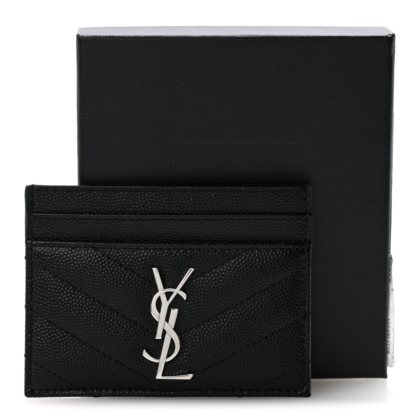 Grain De Poudre Matelasse Chevron Monogram Credit Card Case Black