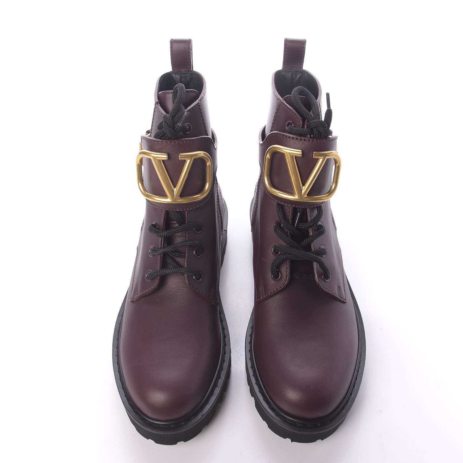 Valentino Garavani Calfskin Womens VLOGO 35mm Combat Boots 37 Rubin 6 of 11