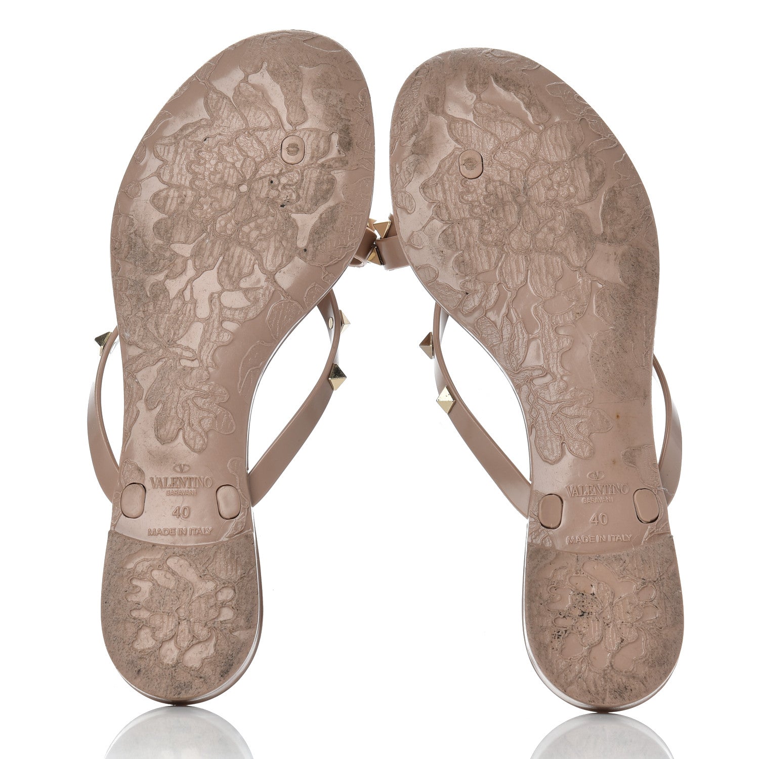 Valentino Garavani PVC Jelly Rockstud Bow Thong Sandals 40 Poudre 5 of 14