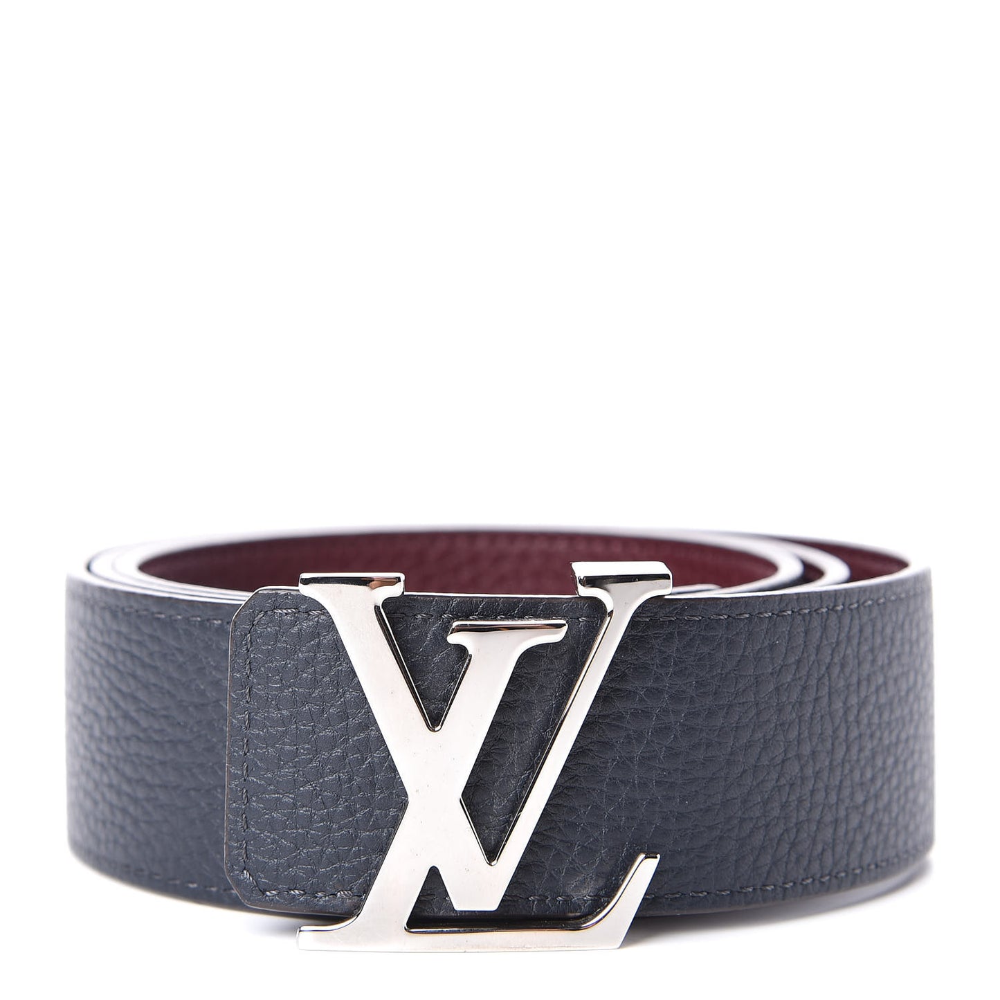 Taurillon Calfskin 30mm LV Initiales Reversible Belt 95 38 Navy Burgundy