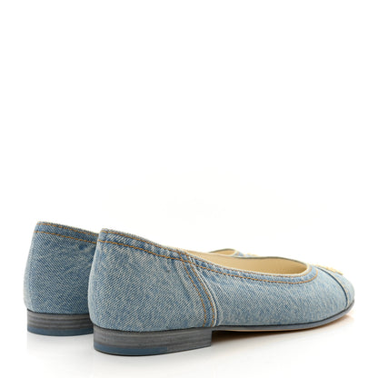 Chanel Denim CC Cap Toe Ballerina Flats 38 Light Blue 4 of 8