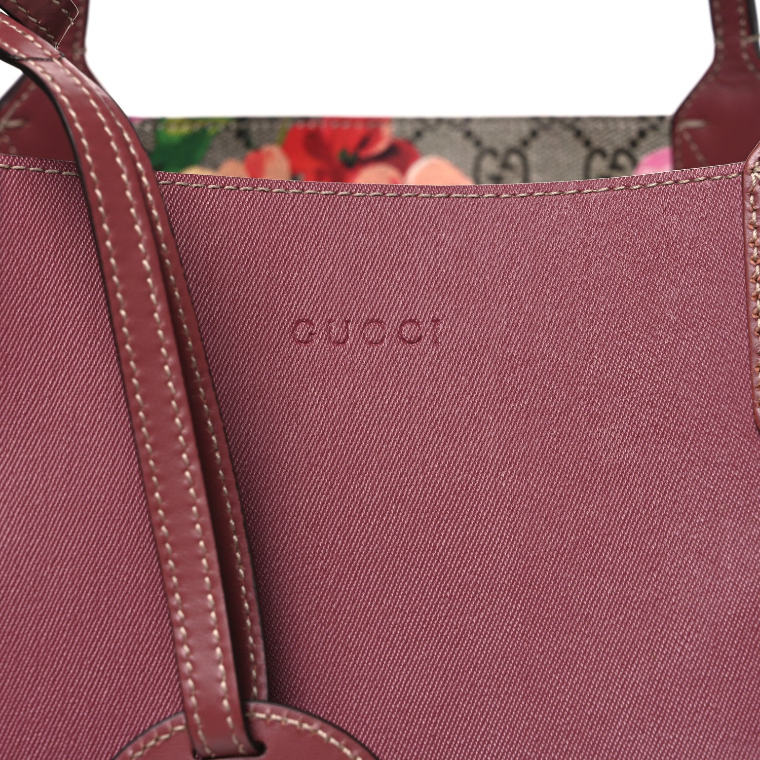 Gucci GG Supreme Monogram Blooms Large Reversible Tote Beige Multicolor Dry Rose 11 of 17