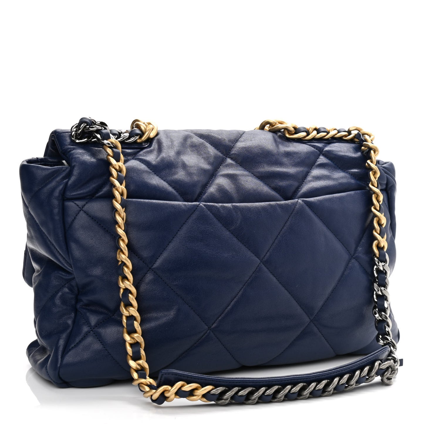 Goatskin Quilted Maxi Chanel 19 Flap Blue