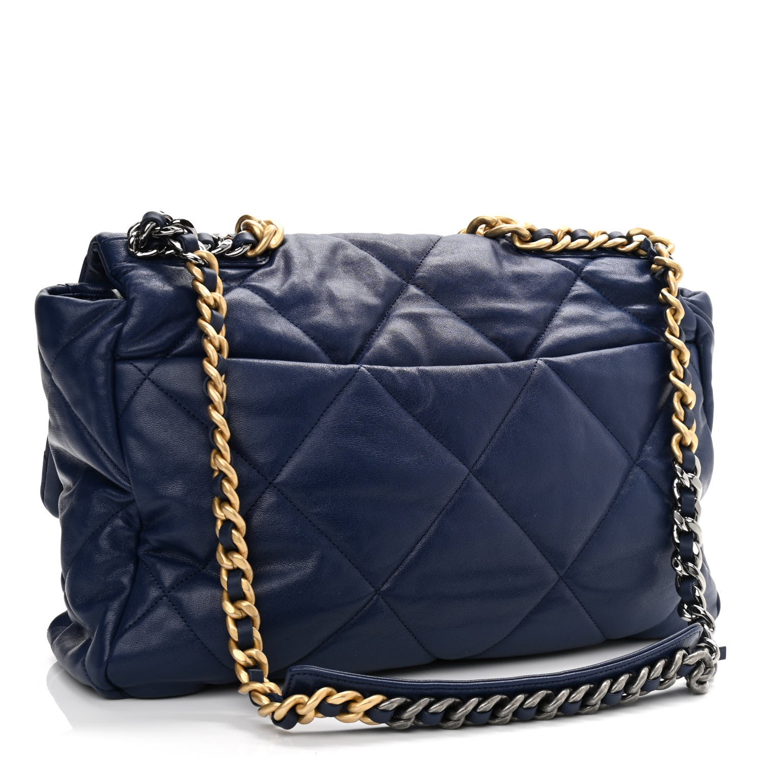 Chanel Goatskin Quilted Maxi Chanel 19 Flap Blue 3 of 10