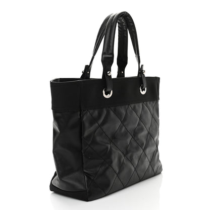 Chanel Coated Canvas Quilted Large Paris Biarritz Tote Black 3 of 10
